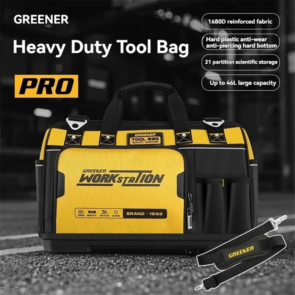 GREENER 2025 NEW Heavy Duty 1680D Tool Bag with Shoulder Strap for Electrician Tool Organizer Pouch Man Gift