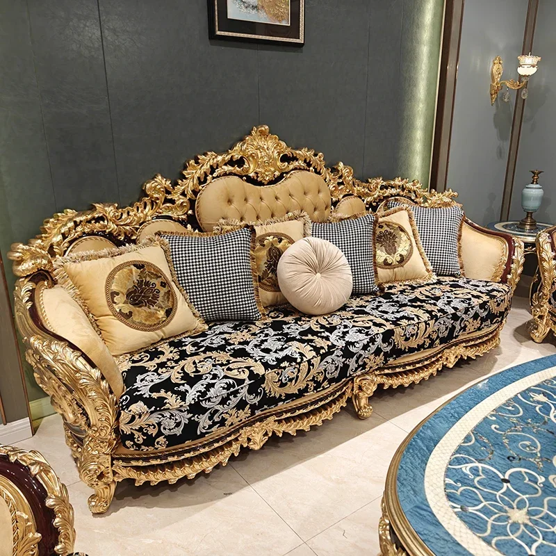 European luxury fabric sofa French court classical sofa villa mansion large living room art sofa