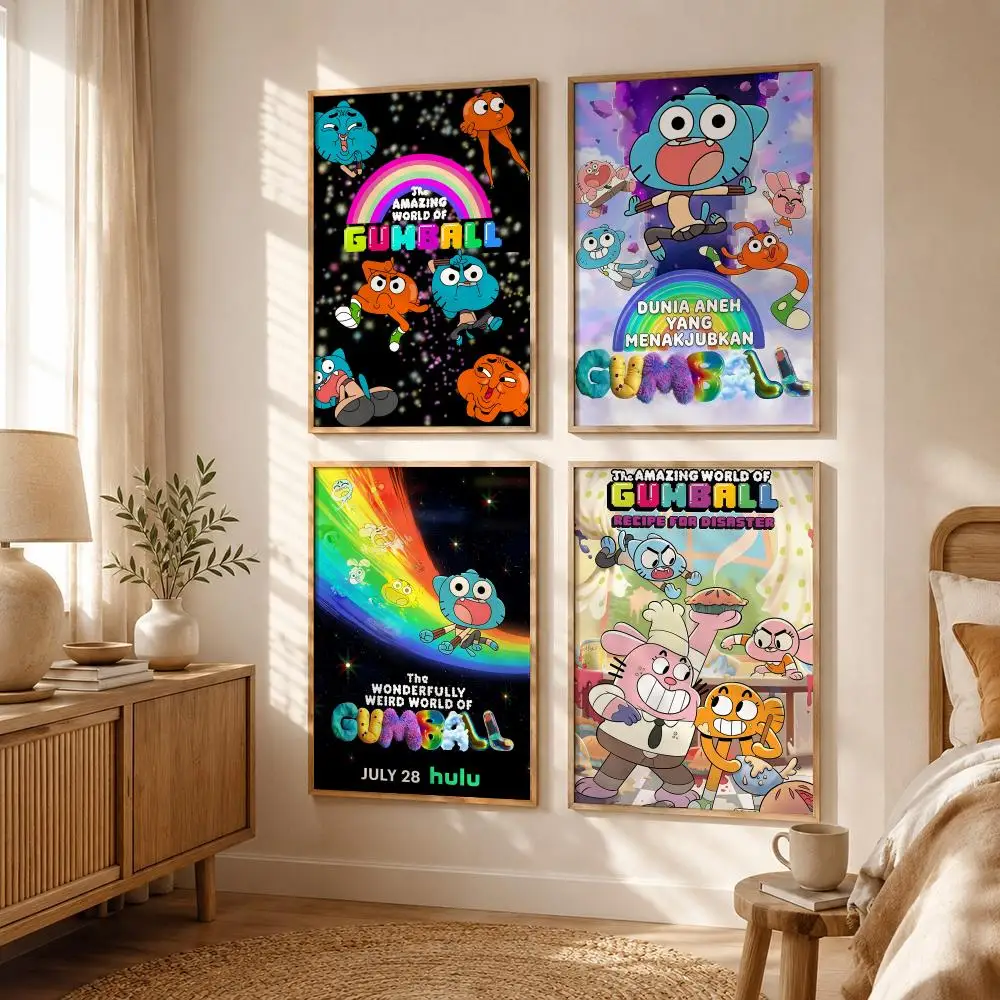 T-The Amazing World of Gumball Poster All-match HD Waterproof Self-Adhesive Wall Art Sticker For Home Bedroom