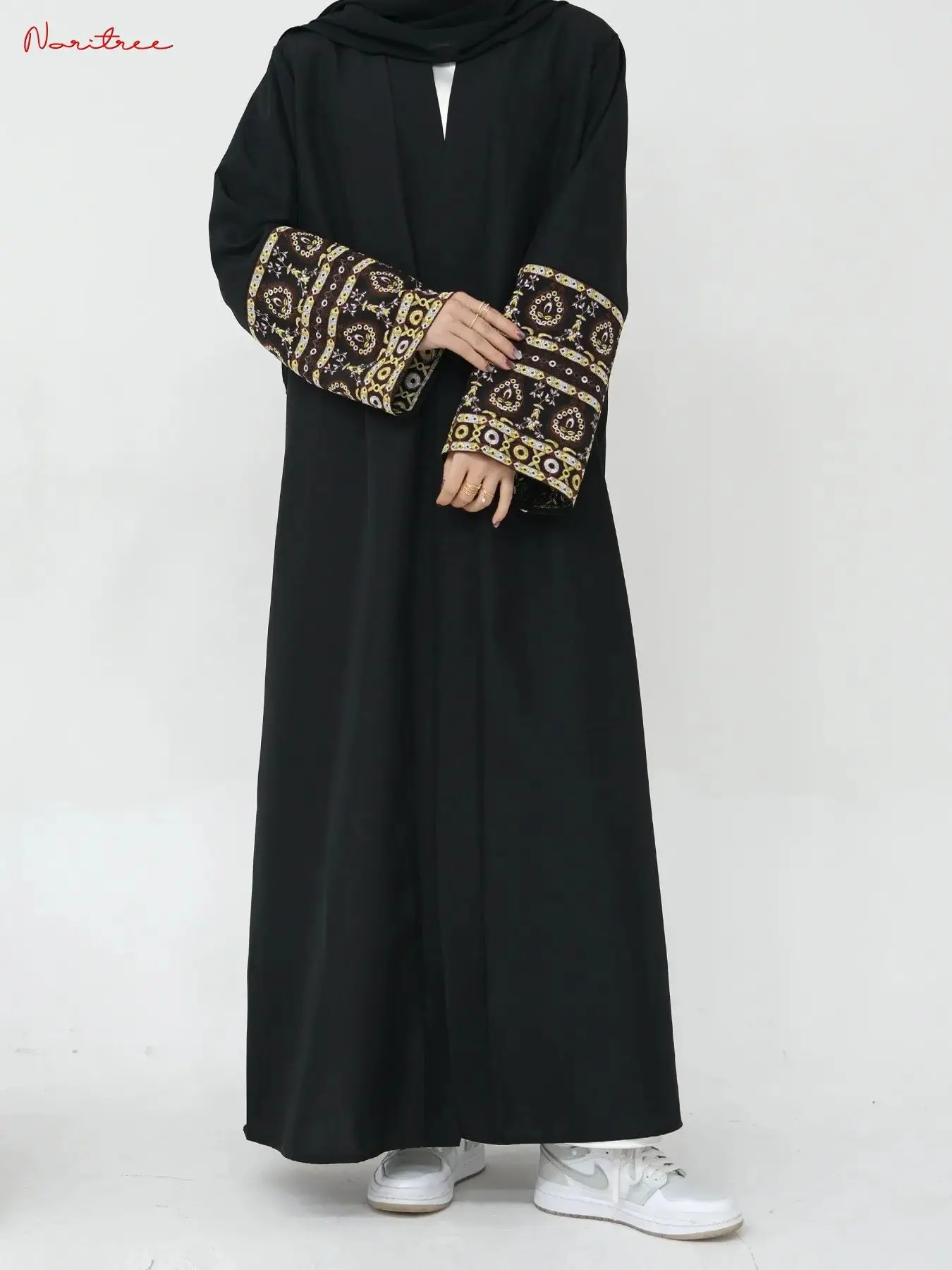 Fashion Embroidery Abaya Kimono Oversized Muslim Abaya Female Full Length Muslim Robe Outerwear Worship Service Abaya wy1964