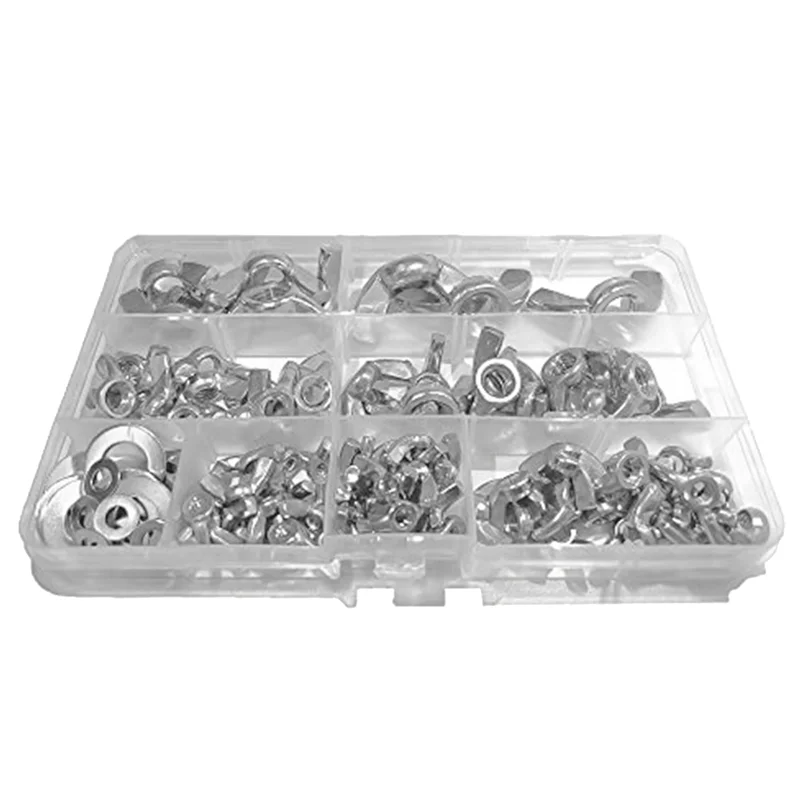 

Wing Nut, 100Pcs Stainless Steel Wing Nut Kit with 52 Washer Kit, Metric Thread Wing Screw, Hand Screw Wing Nuts