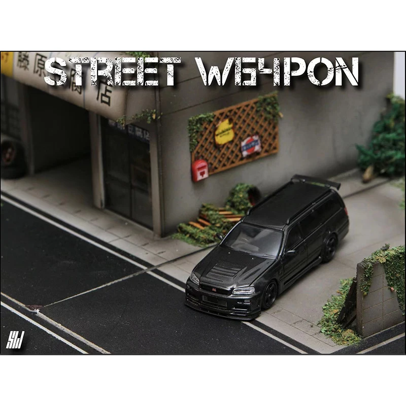 SW In Stock 1:64 Stagea GTR R34 Wagon Carbon Diecast Diorama Car Model Collection Miniature Toys Street Weapon