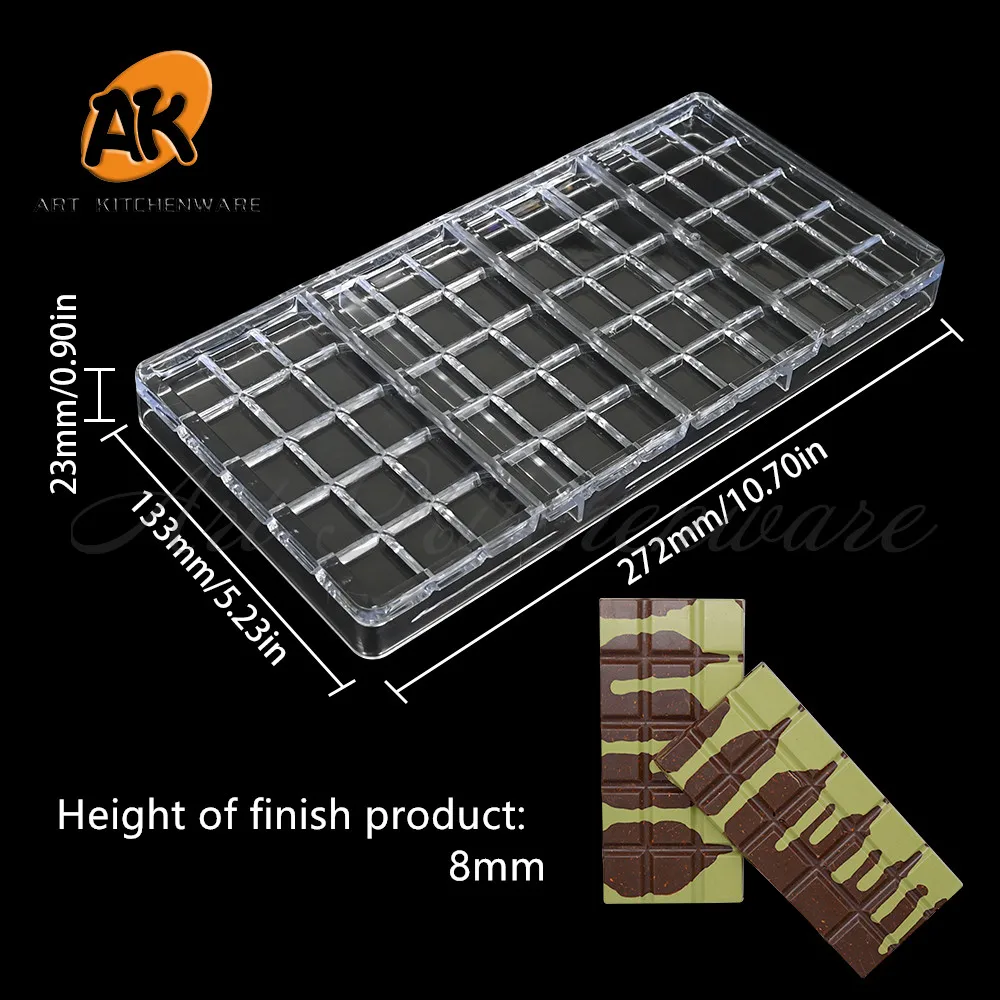 Chocolate Bar Molds Polycarbonate DIY Homemade Bonbons Candy Mould Confectionery Pastry Cake Decorating Tools Kitchen Bakeware