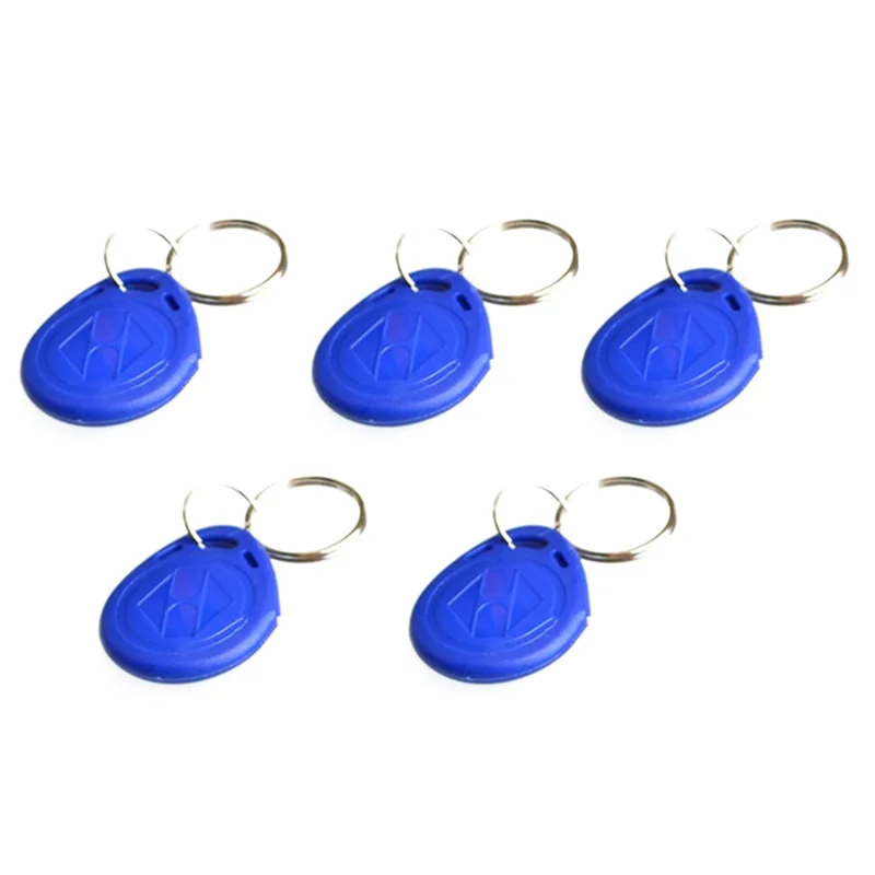 B03B-Only EM4100 125Khz Card Proximity Token Keyfobs Blue Plastic ID Card Keychain 5Pcs