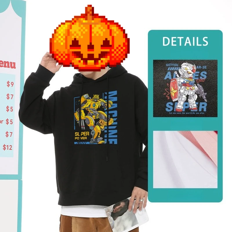 Bluza Transformers dla chłopców, jesienno-zimowa odzież anime z motywem Optimusa Prime'a i Bumblebee dla dzieci.