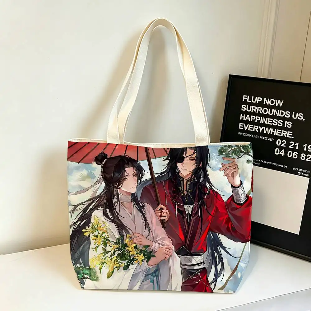 Xie Lian Hua Cheng Heaven Officials Blessing Cotton Polyester Zipper Tote Bag Large Capacity Shoulder Shopping Handbag 4