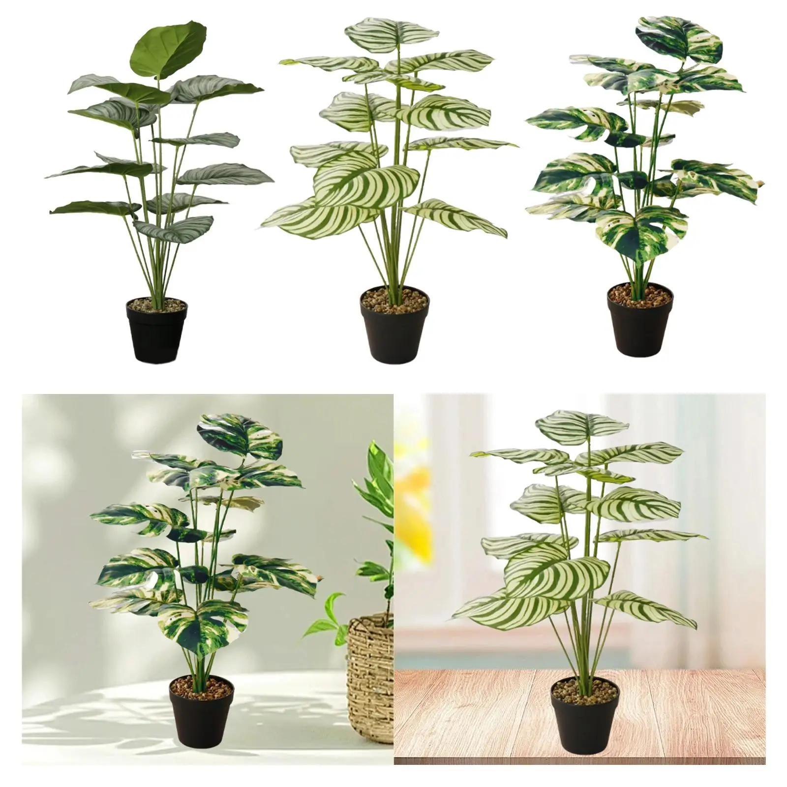 Artificial Plants Greenery Bonsai Potted Plant for Shelf Living Room Bedroom