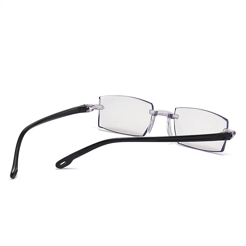 Square Myopia Glasses Women Men Fashionable Frameless Edge Cut Finished Products Prescription Eyeglasses 0 To -6.0