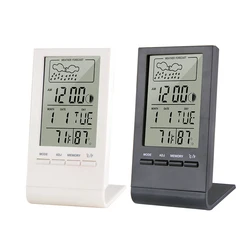 Wireless Thermometer Hygrometer Gauge Indicator Weather Station Electronic Temperature Humidity Monitor Clock for Indoor Outdoor