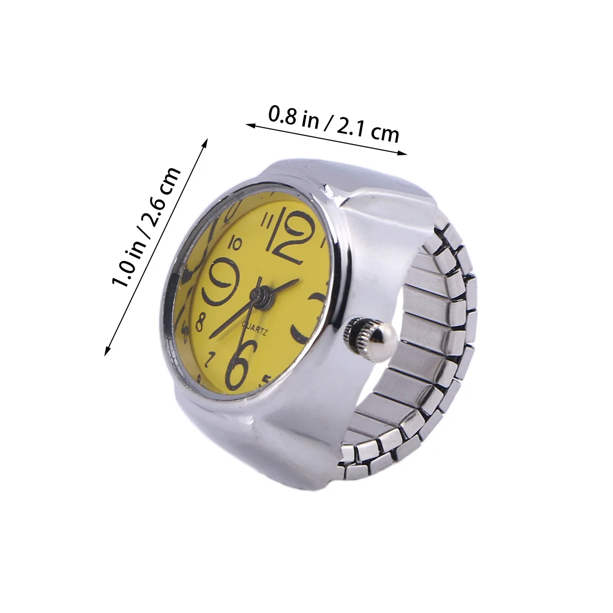 Reloj con anillo elástico creativo amarillo Unisex, reloj de cuarzo con dedo de acero inoxidable, regalo de moda informal para uso diario para hombres y mujeres