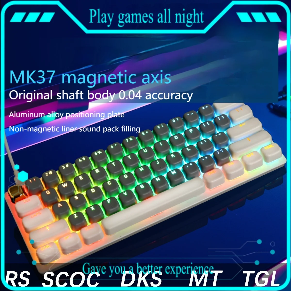 

Mk37 Wired Mechanical Magnetic Axis Keyboard Hot Swappable 61 Key Mechanical Keyboard E-Sports Specific Gaming 0.04mm Precision