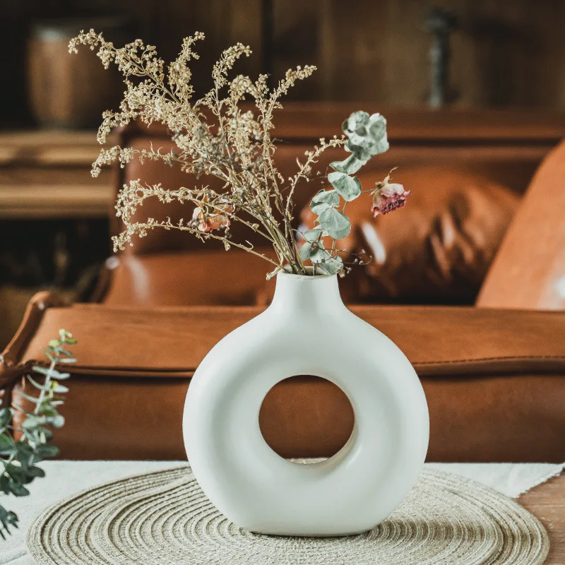 

YFY flower insert Nordic style ceramic vase home high-end ornament living room vase home art decoration