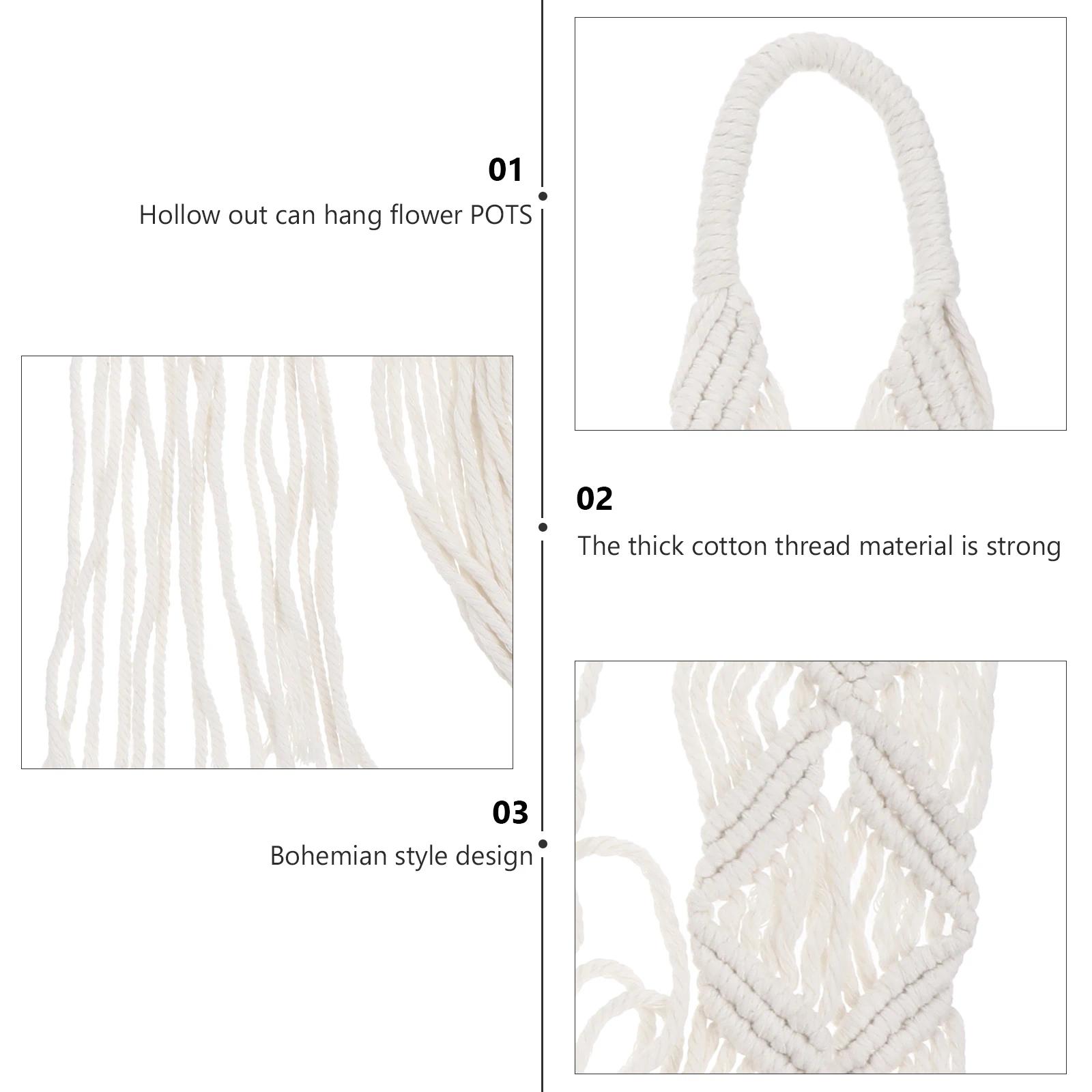 

Hanging Flowerpot Net Bag Cotton Rope Woven Basket Planter Hanger Durable Decor Wall Hanging Plant