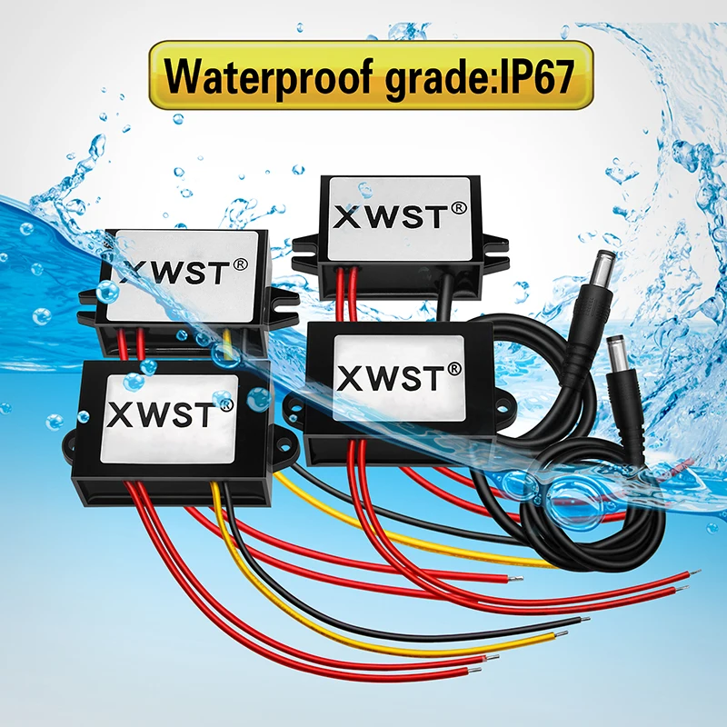 XWST AC24V36V48V to DC12V Converter Buck Voltage Regulator 1-5A Step Down Power Supply Module with DC Port Output Waterproof CE