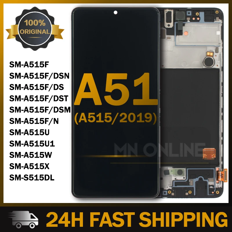 

SUPER AMOLED 6.5'' Display For Samsung Galaxy A51 LCD A515 Lcd A515F A515F/DS A515FD Touch Screen with frame Digitizer Assembly