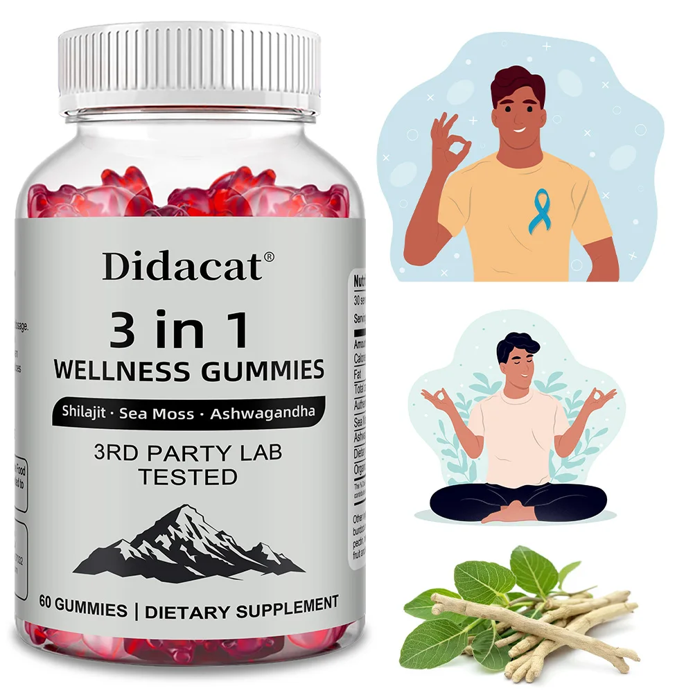 

3 in 1 - Himalayan Shilajit Gummies for Men & Women | Plus Sea Moss & Ashwagandha, Relieve Stress and Improve Sleep, Non-GMO