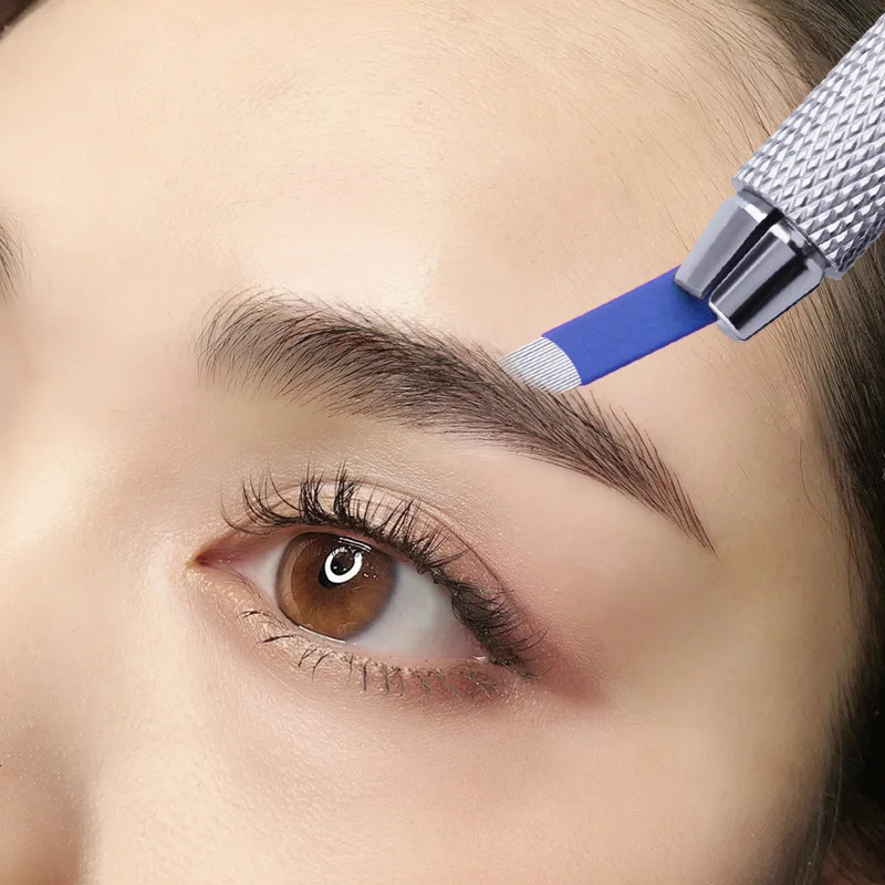 Laminas Agulhas Tebori 0.18 مللي متر إبر microblading إبرة U balde ل قلم تبوري microblading إبرة 7 9 12 14 18 21 دبابيس