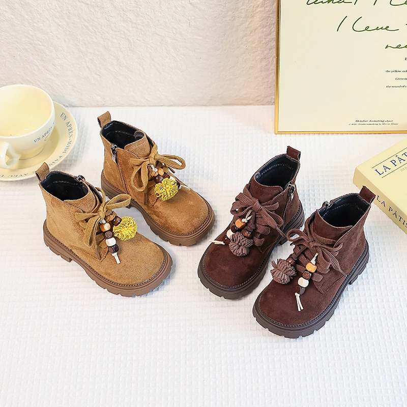 

Girls Ankle Boots Retro Style Children Warm Chelsea Boots Side Zipper Classic Kids Fashion Leather Shoes 2025 Winter New