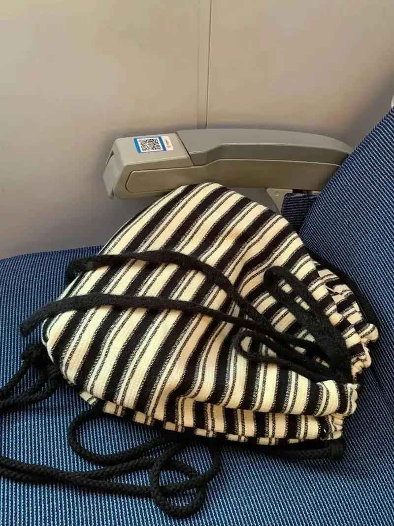 Bloom Haruku Striped Casual Mini Backpack Women Retro Drawstring Canvas Backpacks Ladies Vintage Portable Mochila Aesthetics
