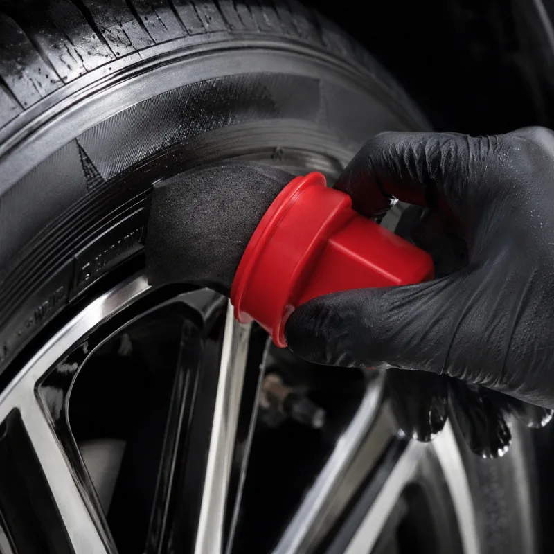 Car Wheel Polishing Waxing Curved Tire Sponge Brush With Cover Tire Clean Contour Dressing Applicator Pads for Car Accessories