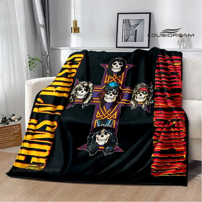 

Guns n'roses band retro printed blanket Flannel Soft Comfort Blanket Home Travel Blanket Kids Warm Blanket birthday gift