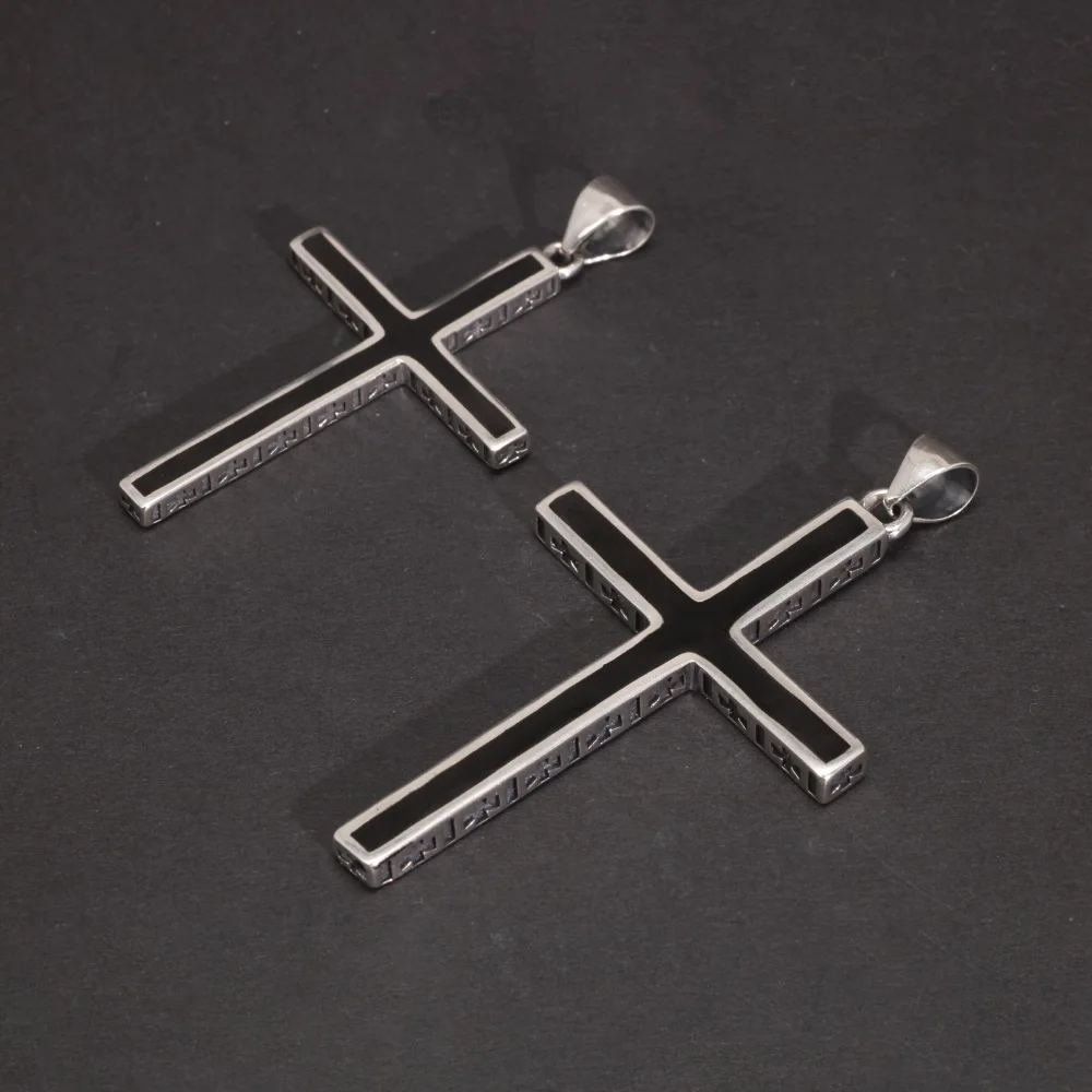 Real Solid 925 Sterling Silver Crosses For Men Christian Black Jesus Pendant Couples Women Lovers Fine Jewelry