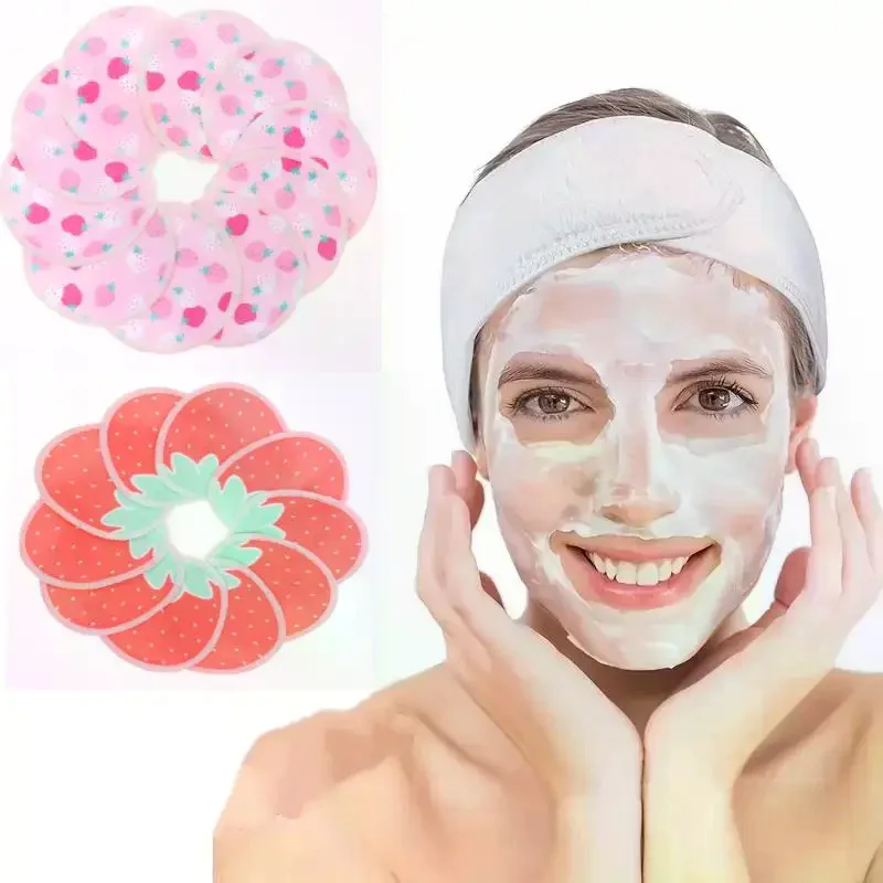 個メイクアップファッション高品質 10 リムーバーパッド洗える二層イチゴプリントクリーニングコットン再利用可能なフェイシャルメイクアップ