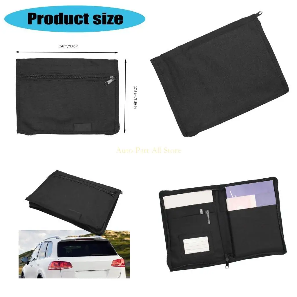 

J0MA Vehicle Document Folder Portable Organizers with Multiple Compartments & Secure Zippers Manual Bag for Car Glove Box