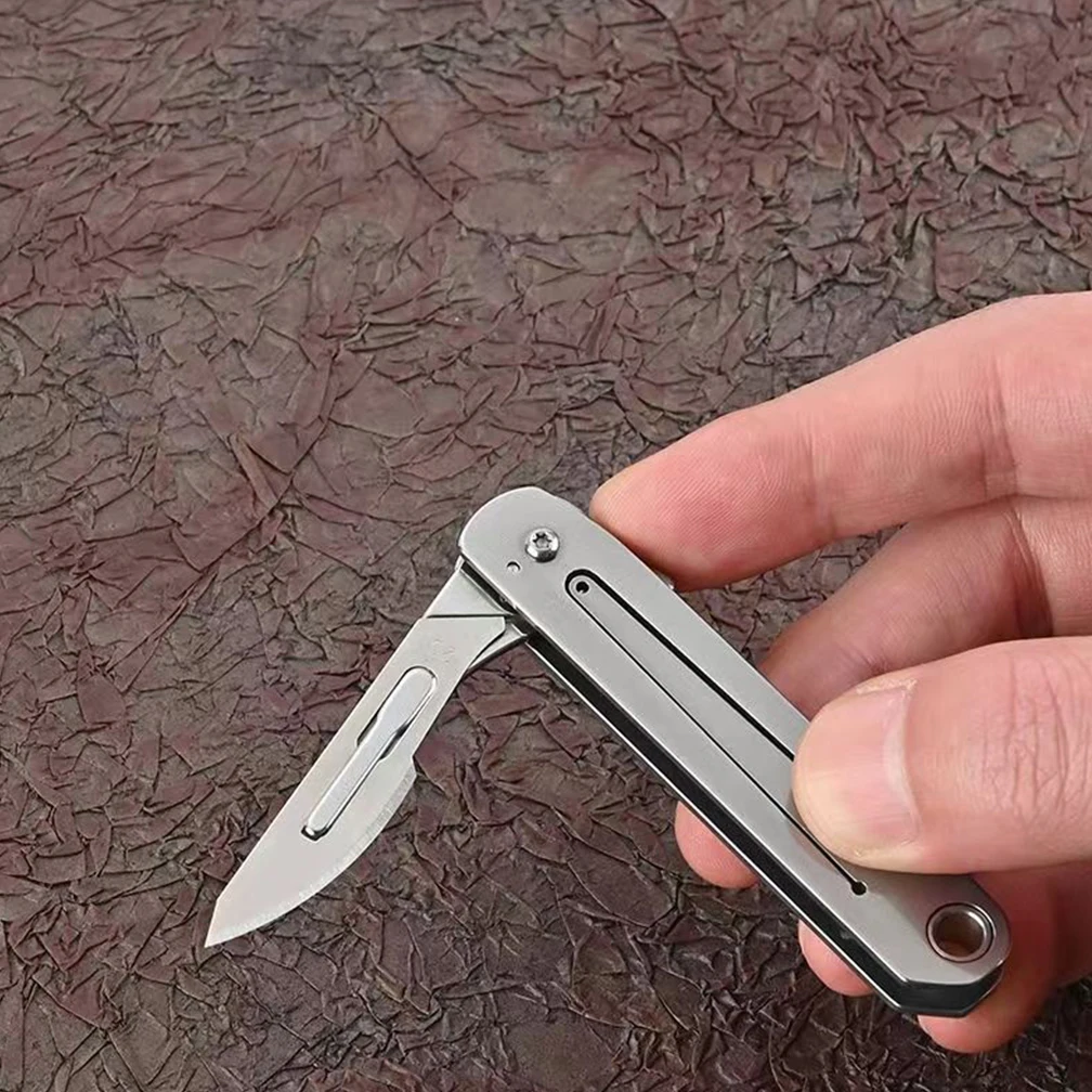 DIY Folding Knife Stainless Steel Quick-change Keychain Hanging Detachable EDC Scalpel Outdoor CS GO Carving Tool Unboxing Knife