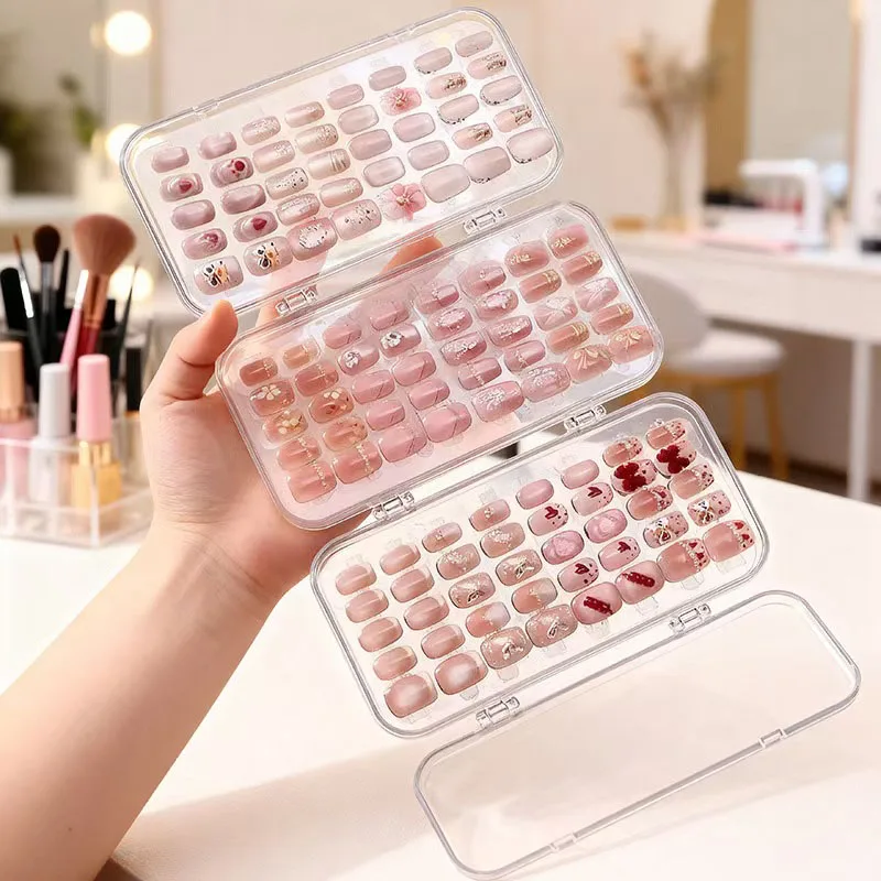 

New False Nail Tips dispaly Storage Box Three-Fold Press-On Nail Storage Nails Clear Plastic Nail Storage Box