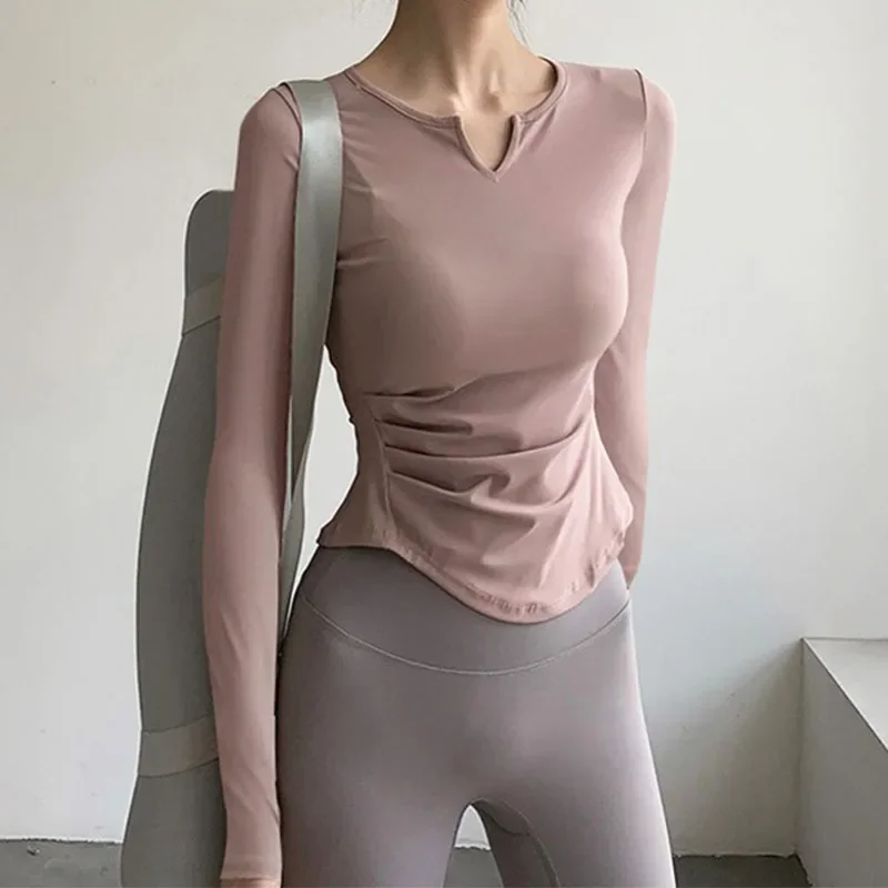 

Aiithuug Yoga Long Sleeve Thumbhole Women Gym Shirts Women Quick Dry Running Long Sleeve Workout Shirt Fitness Tops Sports Top