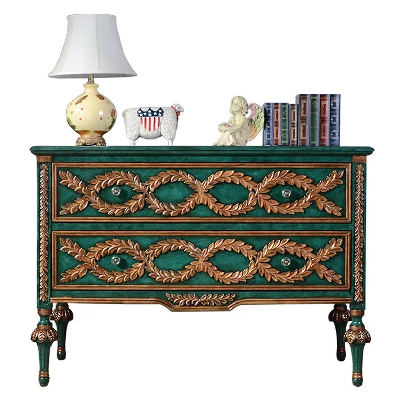 

American Light Luxury Entrance Cabinet Sofa Retro Green French Sideboard Cabinet Bedroom Living Room European Style