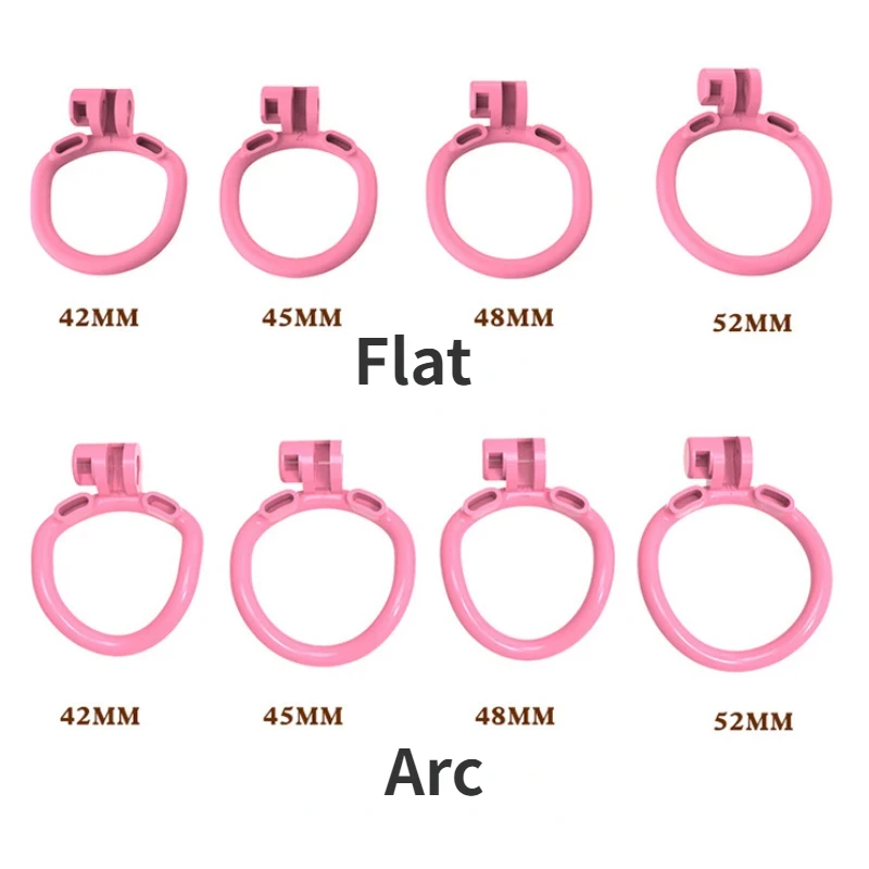 Pink Mimi Cobra Chastity Cage 3D Printing Anti-Dislodgement Bondage Flat Cock Cage with 4 Size Penis Rings Sex Toys for Sissy