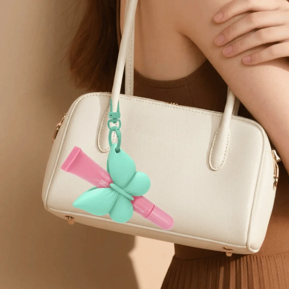 Clip-on Design Lipstick Keychain Cute Organizer Silicone Lip Gloss Holder Durable Portable Makeup Accessory Holder Gym Bag
