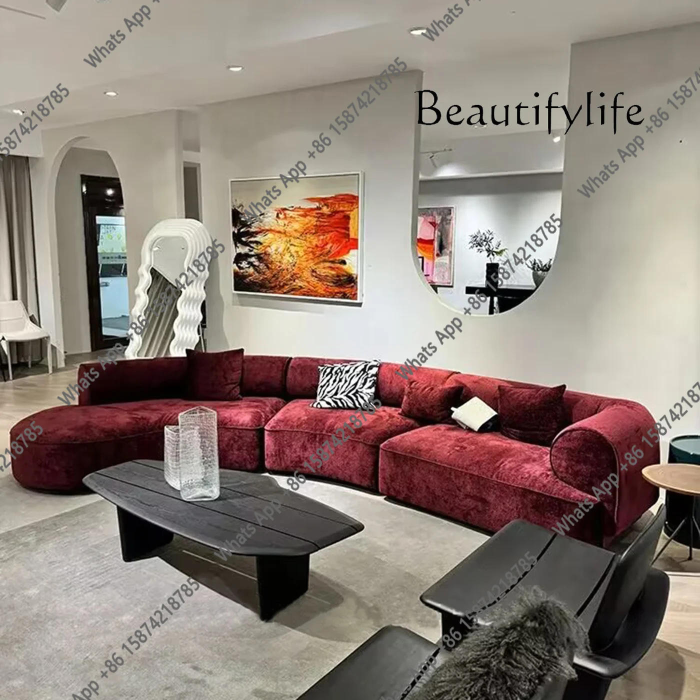 

Итальянский минималистичный изогнутый диван для гостиной, простой, легкий, роскошный, дизайнерский, для салонов красоты, на заказ