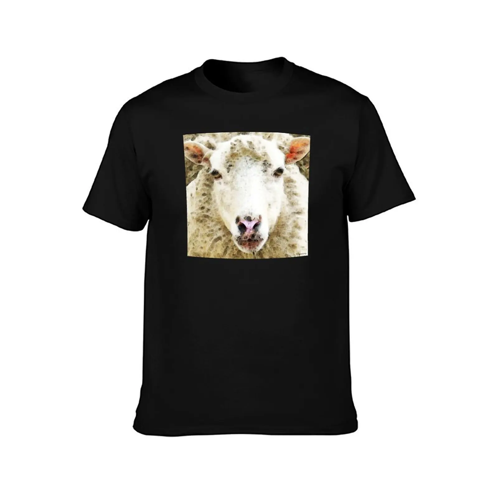 Sheep Art - White Sheep T-Shirt, Summer Casual Cotton Tee, Oversized Streetwear Tops, Vintage Graphic Print, Unisex Men Women