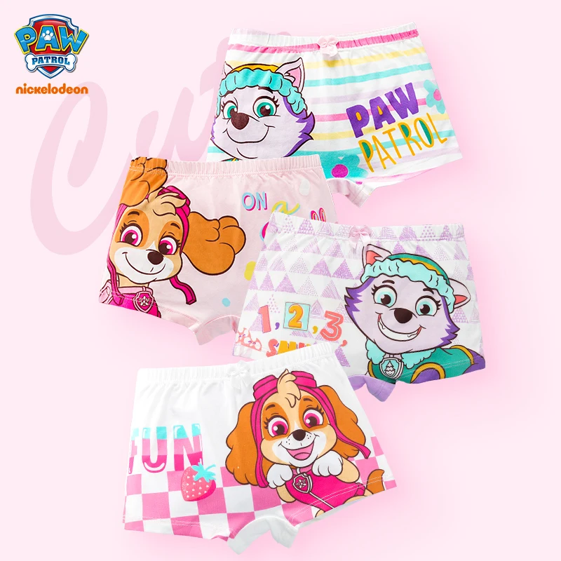 Genuine Paw Patrol 4PCS Kid Brief Underwear Girls Cartoon Painting Underpants Children Cotton Soft Boxer Briefs Panties 2-8Y