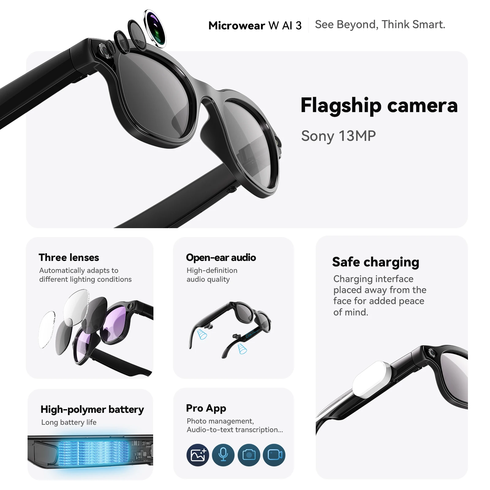 Wireless Charging AI Glasses 1 - Photography Translate recension och pris