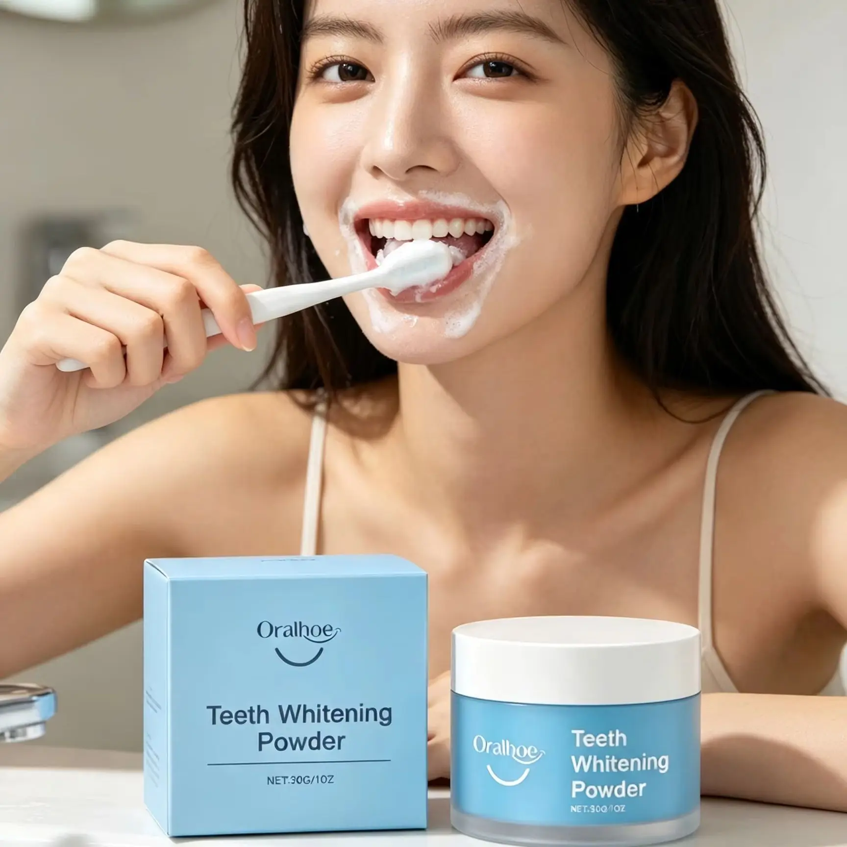 Oralhoe Tooth Powder for Brushing Teeth Stain Remover Deep Cleaning Fresh Breath Plaque Remover Dental Teeth Whitening Powder