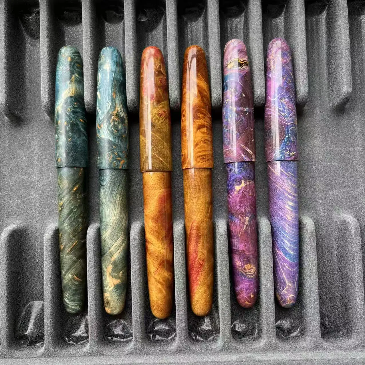 Jinhao Stabilized Wood Fountain Pen Long Knife Blade Nib Green Brown Handcraft Large Size Writing Pen Office School Gift
