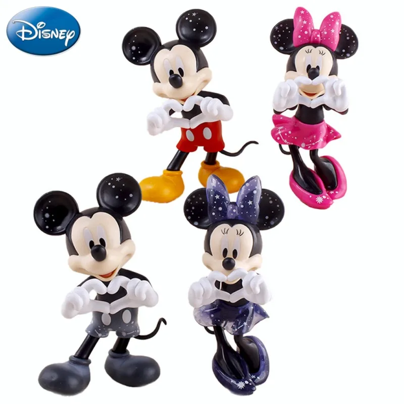 Disney Mickey Minnie Animation Cartoon Figure Model Ornament Creative Kawaii Personalized Cake Decoration Valentine's Day Gift