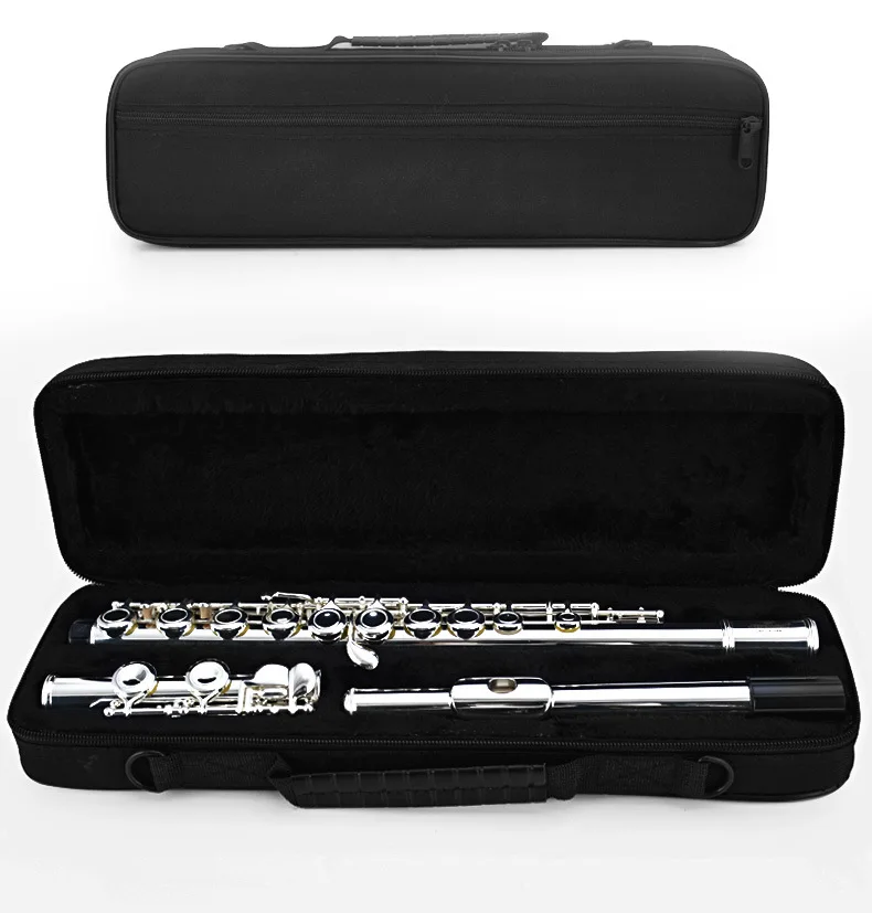 Flute C Key 16 Keys Closed Holes Cupronickel Body Nickel Plated Woodwind Musical Instrument For Student Practice