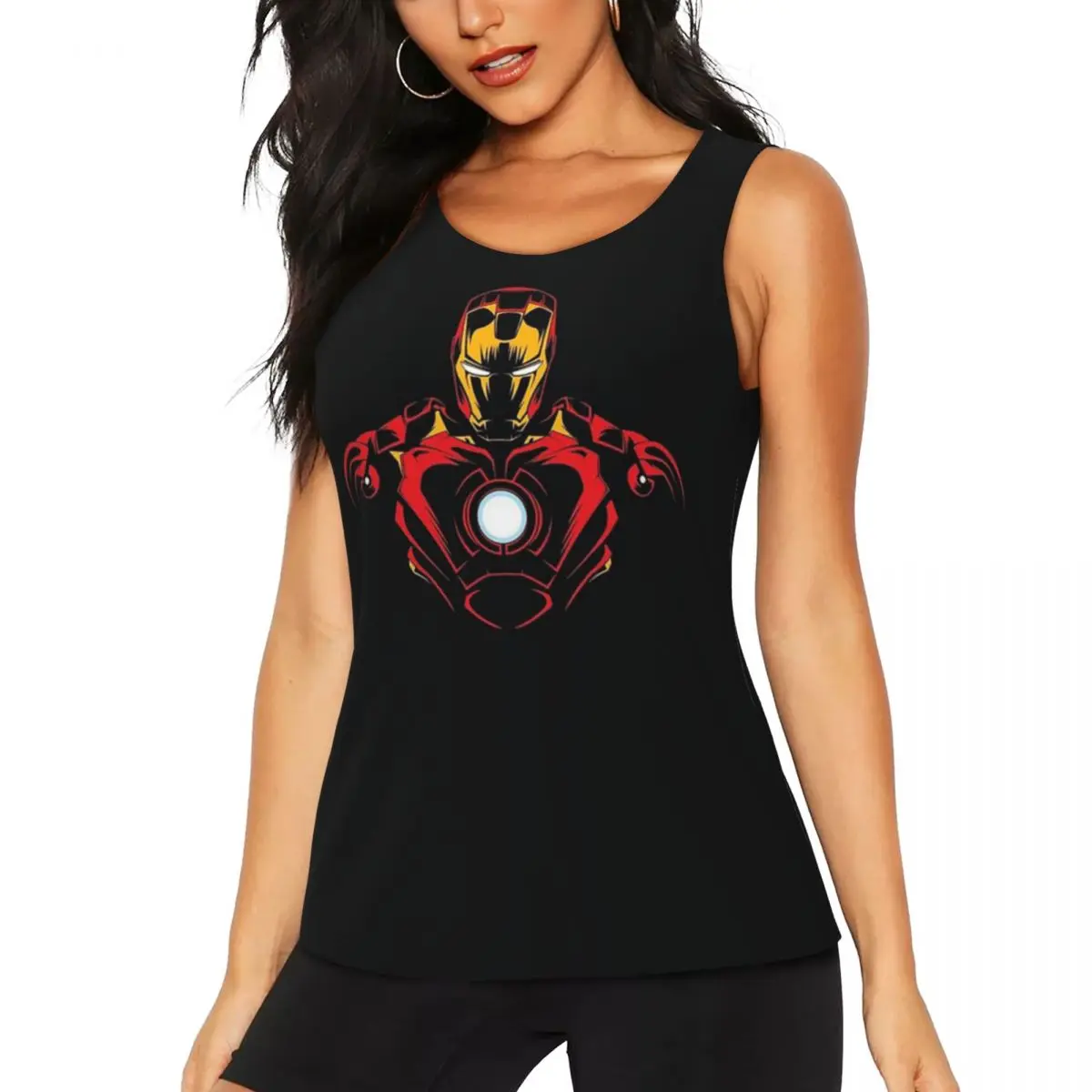 Custom Iron Man Glowing Yoga Shirts for Women Gym Workout Running Tank Tops