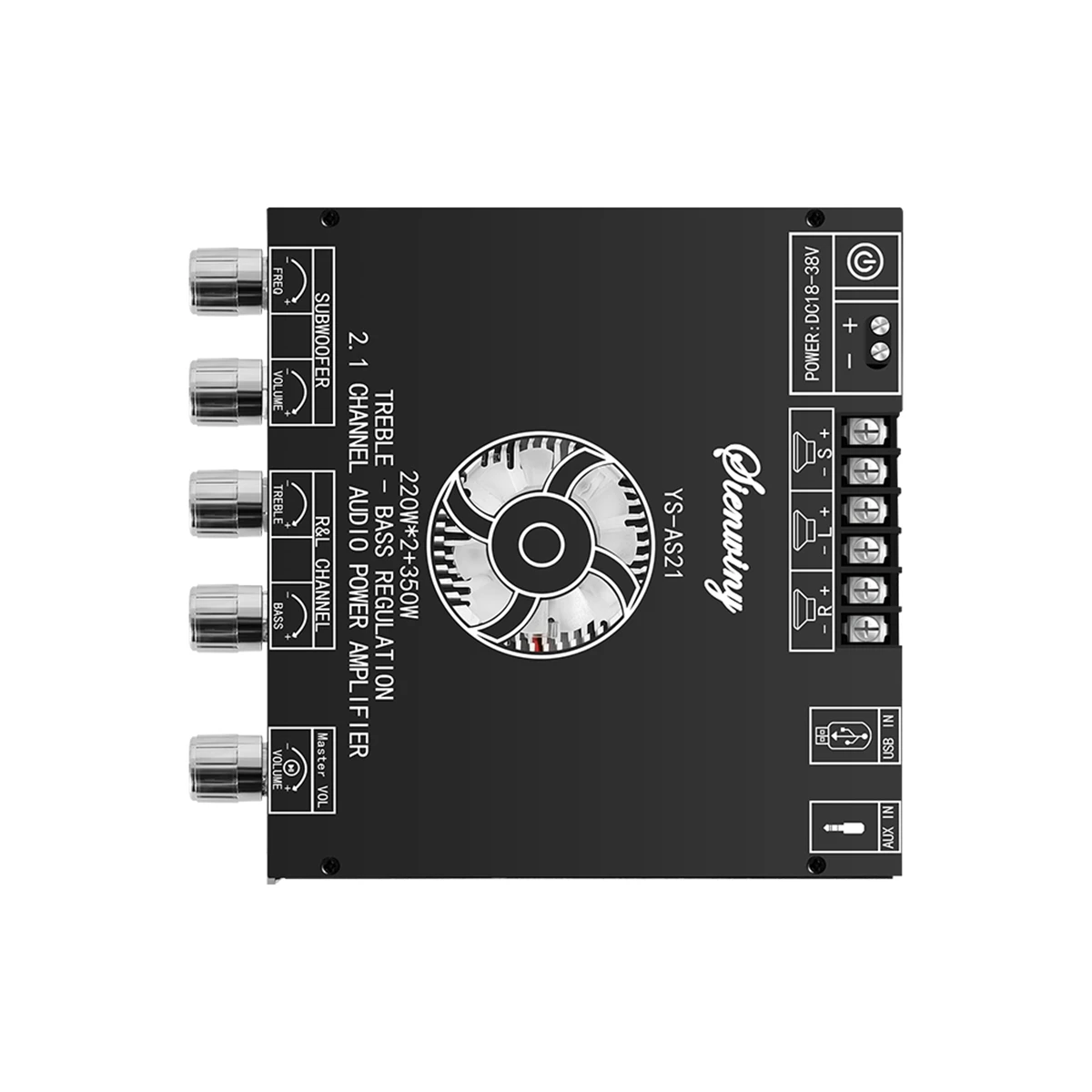 

BAAY YS-AS21 2.1-Channel Bluetooth Digital Amplifier Board TPA3251 220Wx2+350W High-Power High-Bass Adjustment Subwoofer Audio M