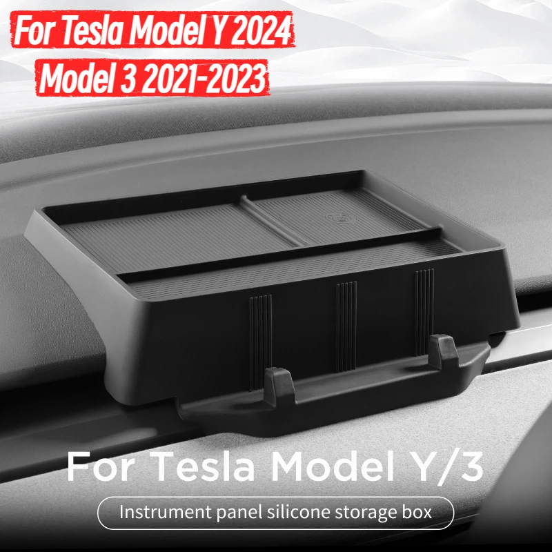 

For Tesla Model Y 2024 Car Instrument Panel Storage Box Model 3 2021-2023 Dashboard Organizer Storage Tray Car Accessories