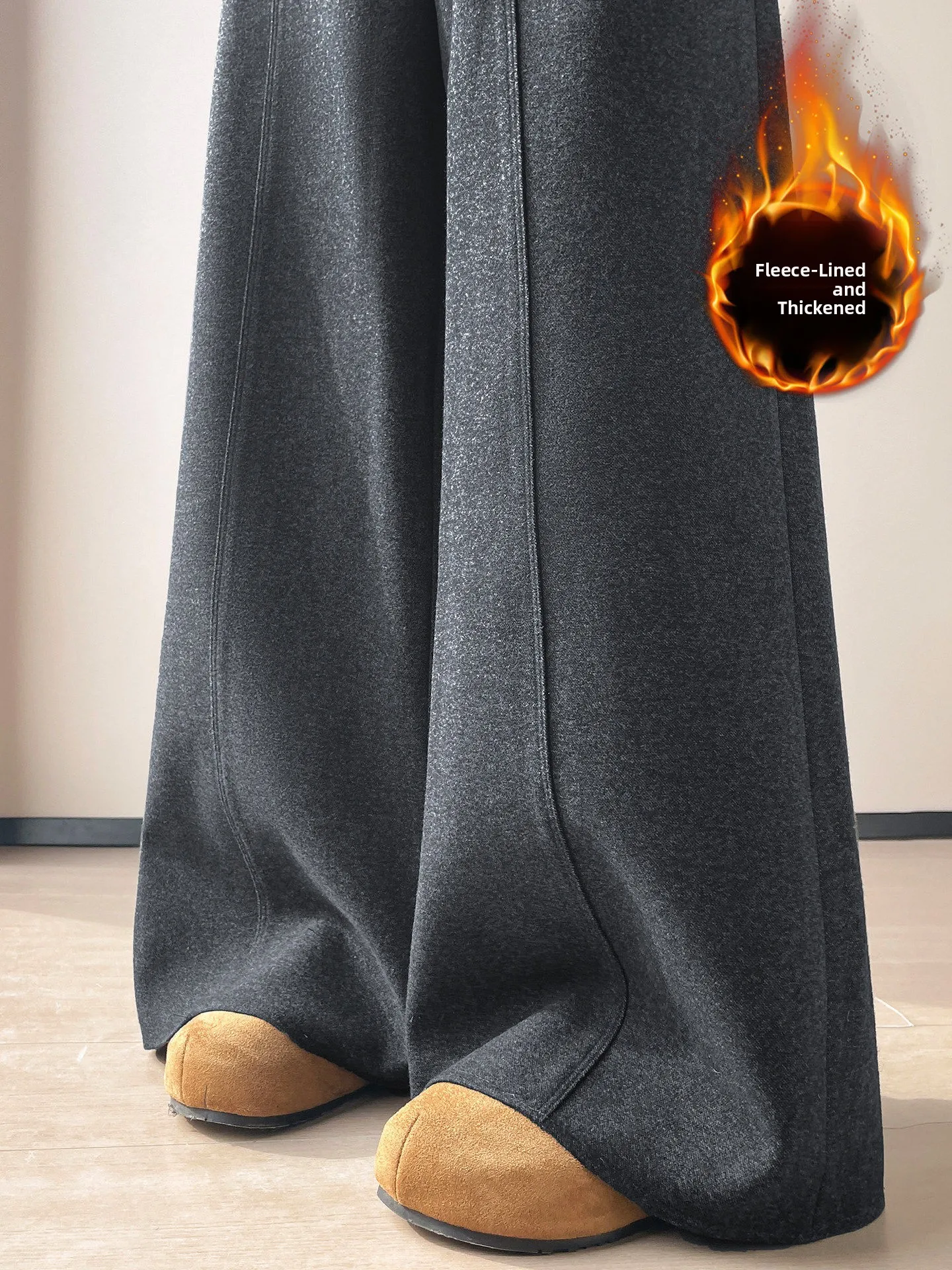 กางเกงขายาวทรงเอไลน์เอวสูง ทรงตรง ขากว้าง สำหรับผู้หญิง ฤดูใบไม้ร่วง ฤดูหนาว ทรงเข้ารูป ใส่สบายๆ