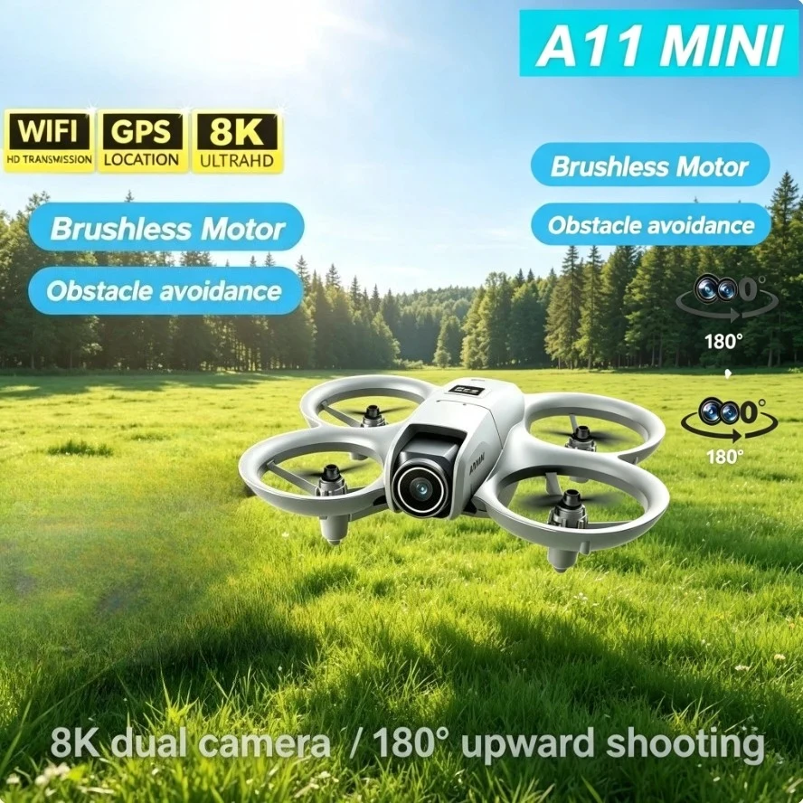 Original A11 Mini GPS Foldable Drone 8K Dual Camera 5G WiFi FPV Brushless Optical Flow Positioning Long Range RC Quadcopter