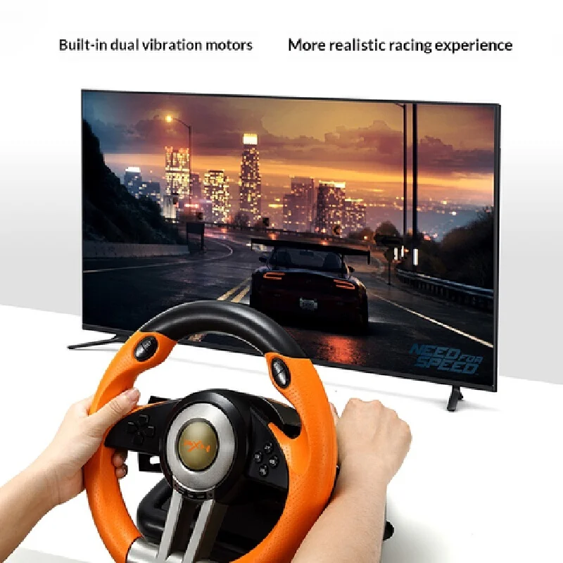 Racing Game Steering Wheel Pxn V3pro Dual Vibration Gaming Controller Compatible For Pc Ps4 Ps3 Switchxbox Racing Game Accessory view 3
