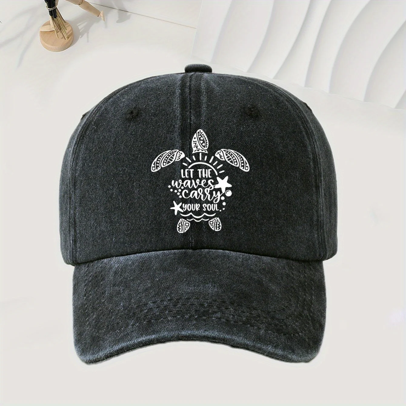 Baseballkappe mit Schildkrötenmuster im Retro-Waschstil, verstellbar, Unisex, ideales Accessoire für Outdoor-Aktivitäten