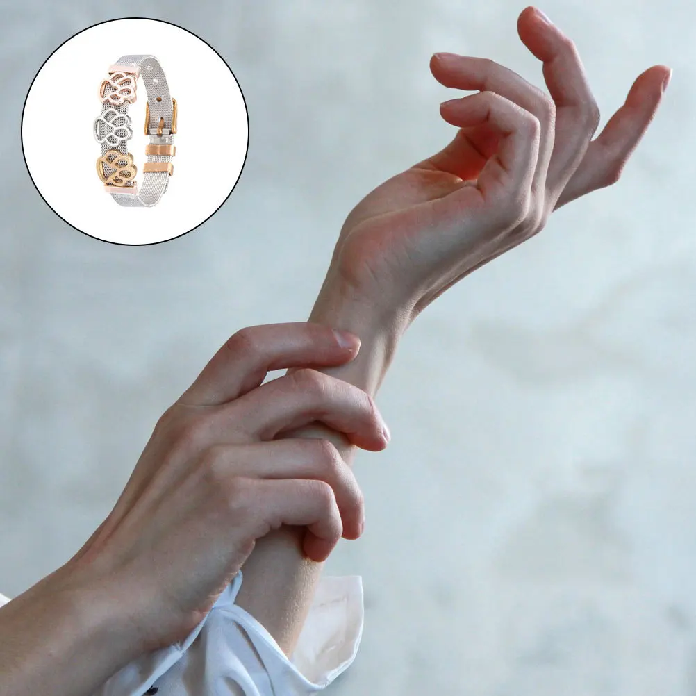 

1Pcs Footprint Bracelet Adjustable Durable Stainless Steel Wrist Jewelry Fashion Decorative Woman Gift Stainless Steel Bracelet